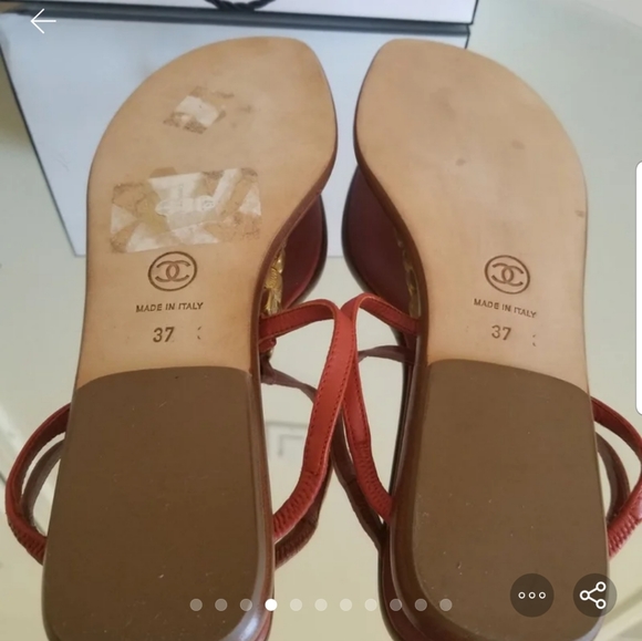 Chanel Red Brick Leather Thong Sandals 37 - Picture 4 of 8